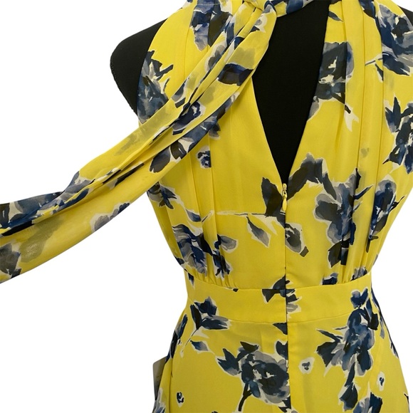 NWT Eliza J Floral Yellow and Blue Maxi Dress Size 4P - Picture 7 of 13